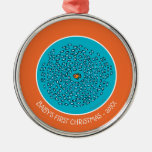 Blue Fish School Pattern with Small Orange Fish Metal Ornament
