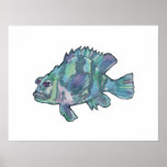 Blue Fish Sparkly Children's Wall Art Poster posters