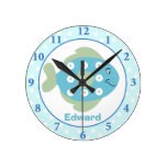 Blue Fish Under The Sea Wall Clock