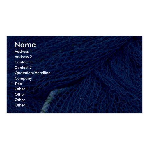Blue fishing net business card template (front side)