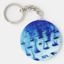 Blue flames through white grid design photo key chain