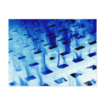 Blue flames through white grid design photo postcards