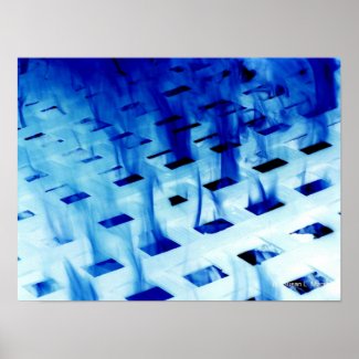 Blue flames through white grid design photo print