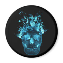 Blue Flaming Skull Magnet by atteestude Blue Flaming Skull Magnet