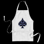 Blue Flaming Spade Skull aprons