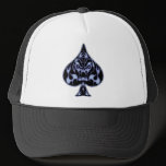 Blue Flaming Spade Skull hats