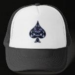 Blue Flaming Spade Skull hats