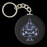 Blue Flaming Spade Skull keychains