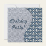 Blue Fleur Birthday Party Invitations