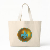 Blue Fleur de lis on Gold ornament bags by ARTegrity Blue Fleur de lis on Gold ornament bags