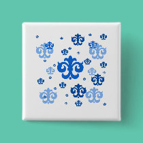 Blue Fleur de Lis Scattered About buttons