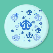 Blue Fleur de Lis Scattered About magnets