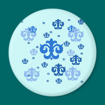 Blue Fleur de Lis Scattered About magnets