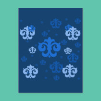 Blue Fleur de Lis Scattered About postcards