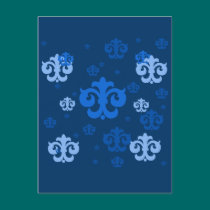 Blue Fleur de Lis Scattered About postcards