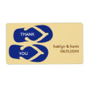 Blue flip flop sandals thank you party favor label