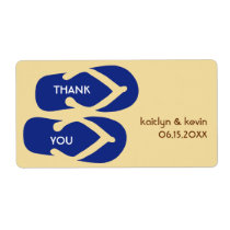 Blue flip flop sandals thank you party favor labels