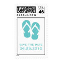 Blue flip flop save the date wedding postage stamp