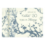 Blue Floral 50th Anniversary Invitation Card