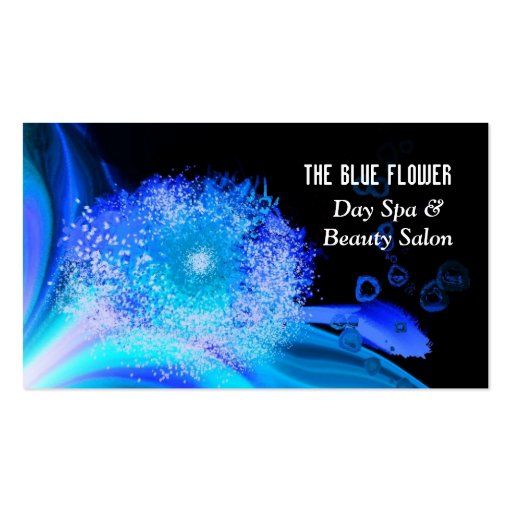 Blue Floral Abstract Day Spa Business Card (front side)