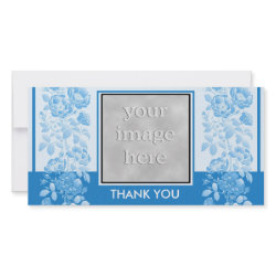 Blue Floral and Elegant Thank You photocard