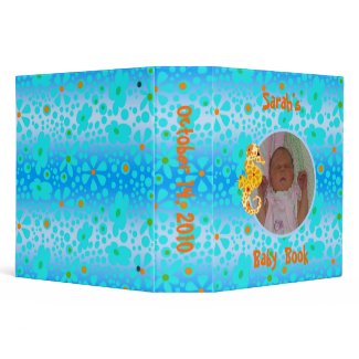 Blue Floral and Yellow Seahorse Baby Book 3 Ring Binders