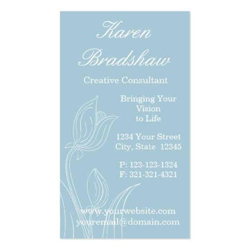 Blue Floral Arrangement Designer Business Cards (front side)