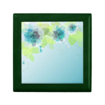Blue Floral Art Tile Gift Box