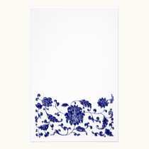 Blue floral bottom border stationery