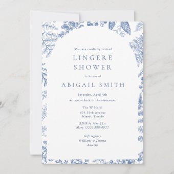 Blue Floral Bridal Lingerie Shower Invitation Zazzle