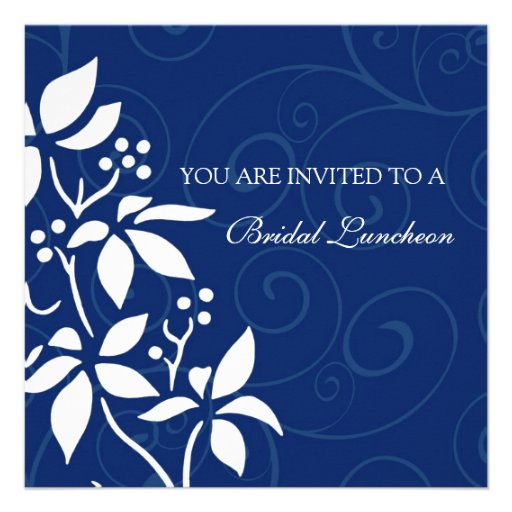 Blue Floral Bridal Luncheon Invitation Cards