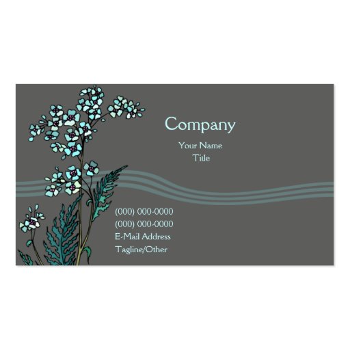 Blue Floral Business Card Template (front side)
