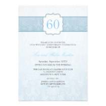 Blue Floral Damask Wedding Anniversary Invite invitations