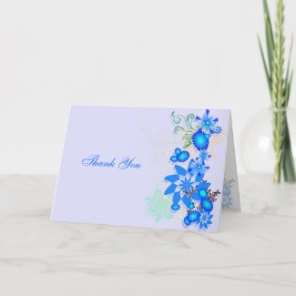 Blue Floral Deco -Thank You card
