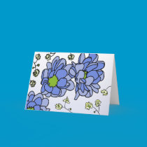 Blue Floral Doodle Birthday Card cards