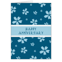Blue Floral Employee Anniversary Card