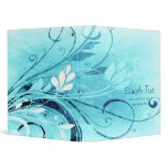 Blue Floral Grunge Vinyl Binders