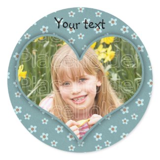 Blue floral heart template sticker