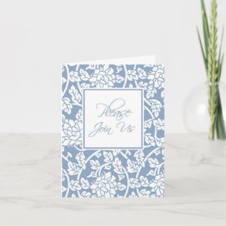 Blue Floral Invitation Card zazzle_card
