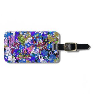 Blue floral luggage tag