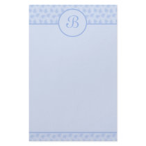 Blue Floral Monogram Initial Stationery