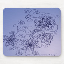 Blue Floral Mousepad by artology Blue Floral Mousepad