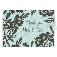 Blue Floral Parents  Wedding Day Thank You Card