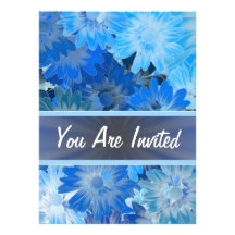 Blue floral pattern any occasion custom invitation