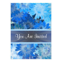 Blue floral pattern any occasion invite