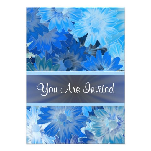 Blue floral pattern any occasion invite