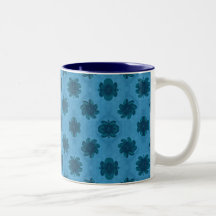 Blue floral pattern coffee mugs