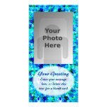 Blue Floral Pattern Vertical PhotoCard Template Photo Cards