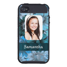Blue floral photo template iPhone 4/4S cases
