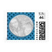 blue floral  photoframe stamp